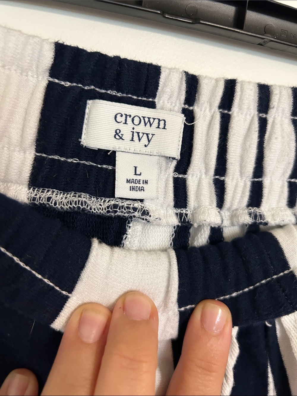 crown & ivy Navy and White Striped Casual Shorts - Picture 2 of 4